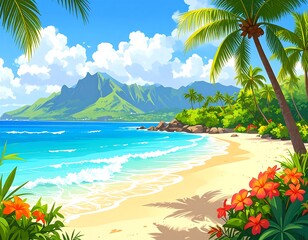 Tropical beach paradise scenery