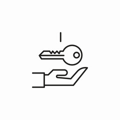 hand holding key icon sign vector