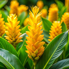 closeup shot of yellow kahili ginger flowers with