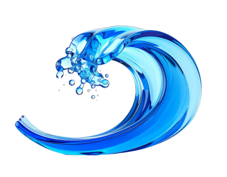 Dynamic, stylized water wave, vibrant blues