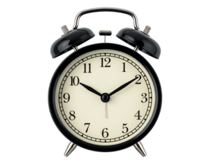 Black alarm clock, showing a specific time