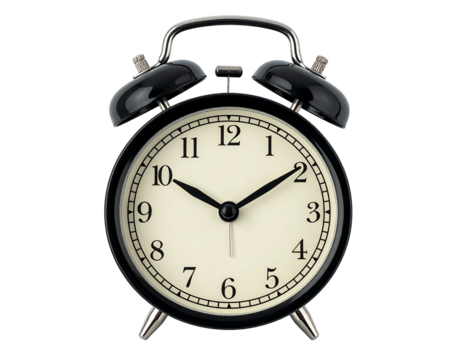 Black alarm clock, showing a specific time