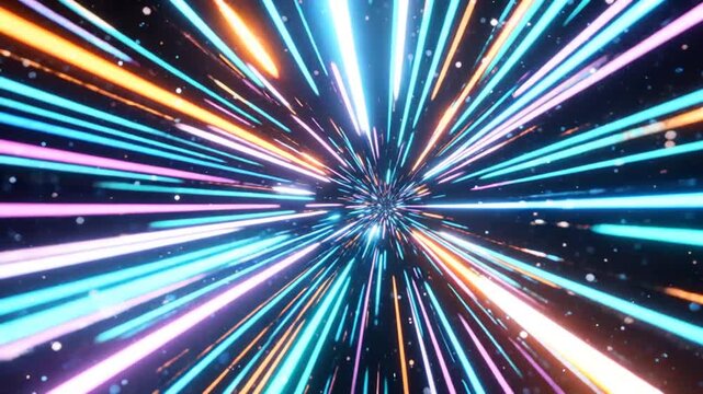 Abstract Hyper-speed Light Streaks in a Colorful Space Warp Tunnel