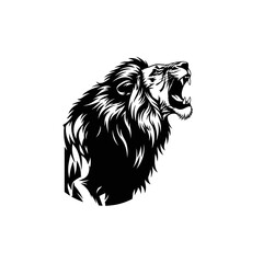 Fototapeta premium Striking Geometric Silhouette Majestic Lion Powerful Roar Abstract Design Wild Animal