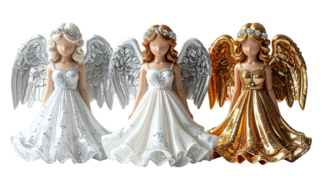  Decorative Christmas Angel Collection with Three Unique Designs, isolated on transparent background