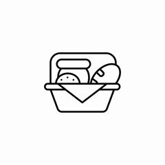 picnic basket with food icon sign vector