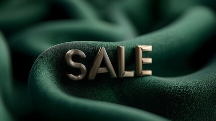 Special sale announcement featuring bold letters on lush green fabric for exciting promotions