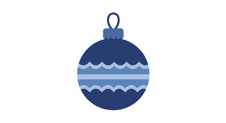 Obraz premium Blue flat vector Christmas ornament (bauble) with wavy design 