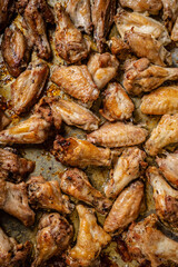 Baked chicken wings closeup