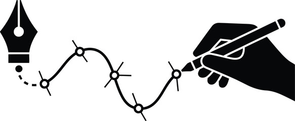 Pen Tool and Hand Drawing Curve Silhouette

