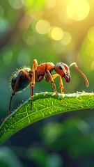 Close-up of an ant on a leaf