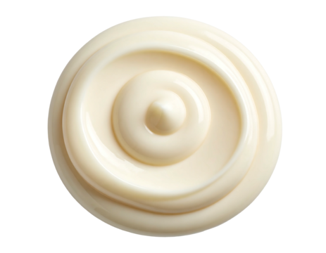 Creamy, pale yellow substance swirled in a circular pattern