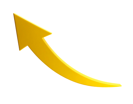 Gold upward curving arrow
