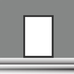 vector illustratin of blank photo frame on wall 