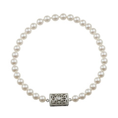 Fototapeta premium Pearl necklace with silver clasp, transparent background