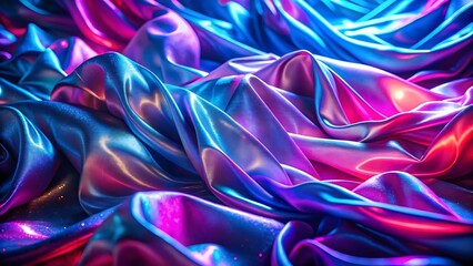 Iridescent silk fabric with flowing folds and vibrant colors for backgrounds