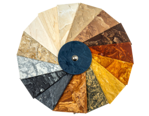 Circular display of various stone samples