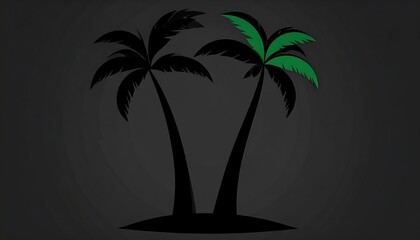 Two palm trees on a dark background