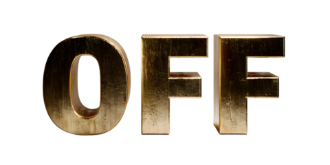 Bold golden off text against a black background