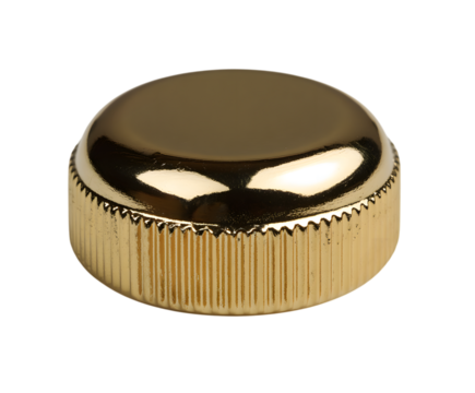 Shiny gold knurled knob with reflective surface