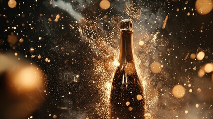 Champagne bottle explosion celebration