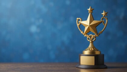 Elegant modern trophy with gold finish and star design perfect for awards recognition achievement celebration victory excellence and professional recognition in various fields