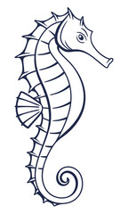 Detailed Vector Illustration of a Graceful Seahorse with Spiky Dorsal Fin