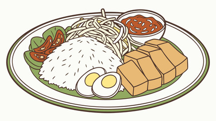 GadoGado Illustration Indonesian Salad with Peanut Sauce Tofu and Boiled Eggs