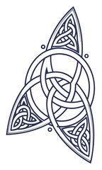 Intricate Celtic Knot Triquetra Symbol with Interwoven Lines and Circular Elements