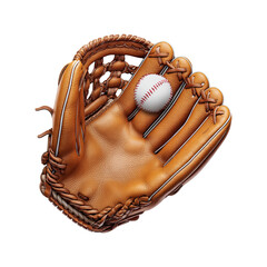 Leather baseball glove isolated on white background, professional sports equipment for catching ball in baseball or softball games