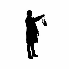 Silhouette of lab technician sealing blood samples in biohazard bag isolated on white background