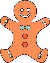 Cute Gingerbread Man Flat Design Vector Illustration