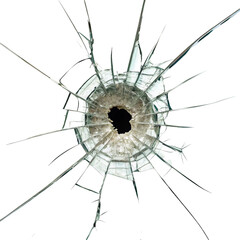 Bullet hole isolated on transparent background  

