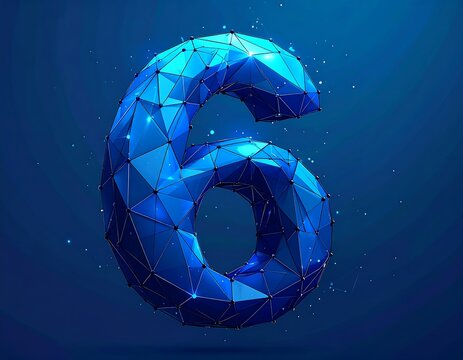Abstract Blue Number Six Design. - Powered by Adobe