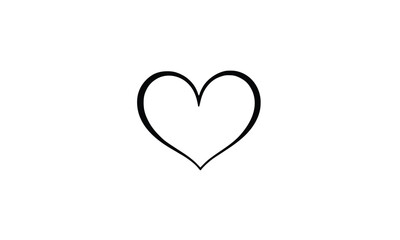 Minimal Heart Outline Line Art – Black and White Romantic Love Symbol Vector Illustration