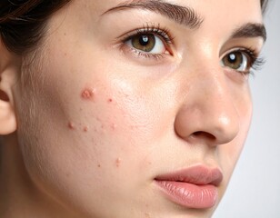 Close-up of woman with acne