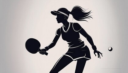 Dynamic player engaged in table tennis action showcasing minimalistic sports illustration style
