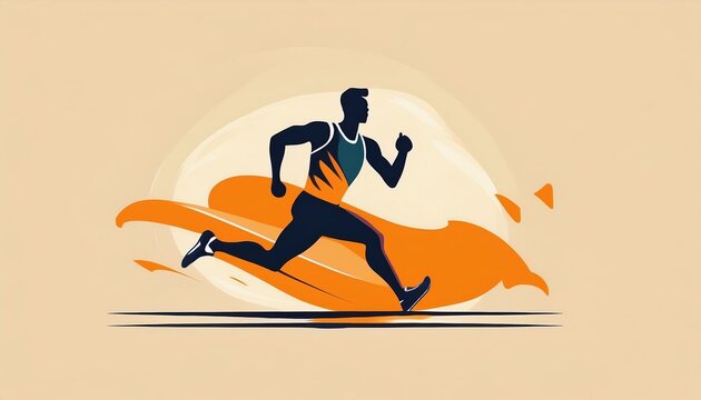 Firefly Marathon runner finishes with a sense of joy and accomplishment during a vibrant and energetic event in a minimalist style