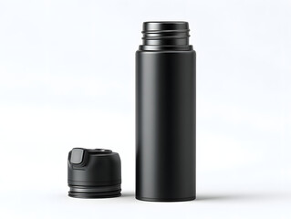 Matte black travel thermos with screw cap