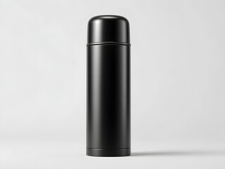 Matte black travel thermos with screw cap