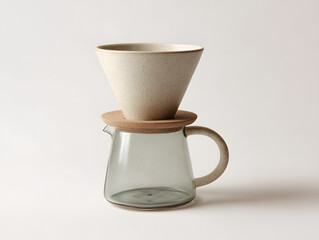 Minimalist ceramic pour-over coffee dripper with 