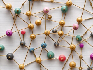 Obraz premium Colorful network connections on white surface