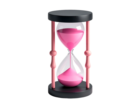 Pink hourglass, 3D rendering