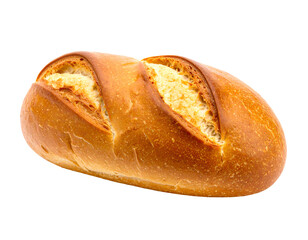 Single loaf of golden-brown bread, oblong shape, slightly textured crust