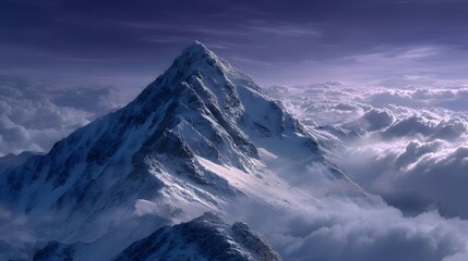 Dreamlike Storm-Lit Mountain Peak in Moody Blue Tones