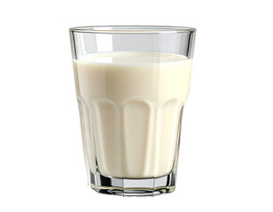 Clear glass tumbler filled with creamy milk