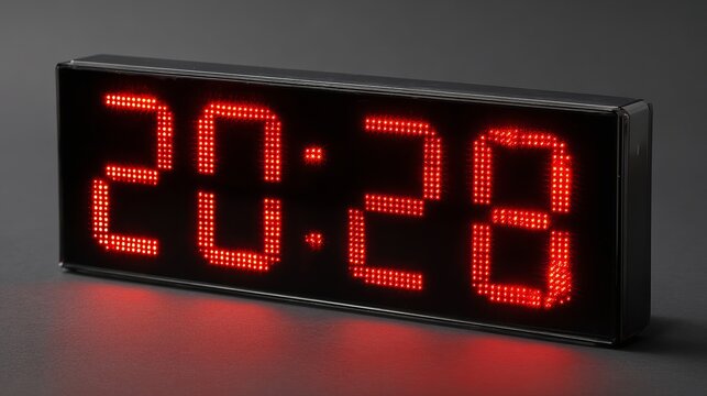 Vibrant red digital clock displays precise time with bright LED numerals, perfect for modern spaces and critical schedules.