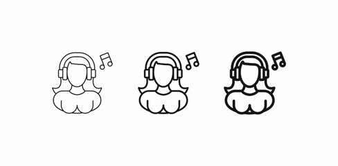 woman listening music icon sign vector
