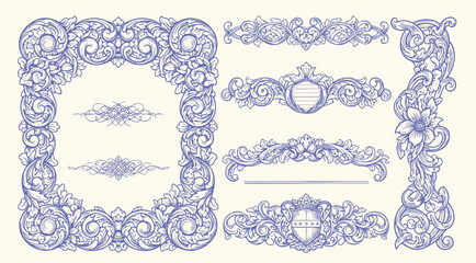 Calligraphic Design Elements and Page Decoration. vintage vector hand drawn swirls for design