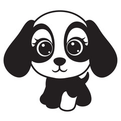 black and white silhouette of a stuffed dog vector on a white background